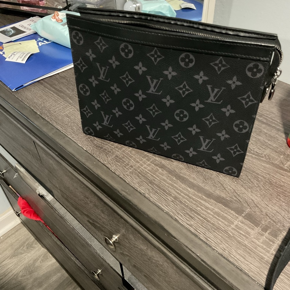 Louis Vuitton Black and Gray Toiletry Bag with Monogram Design